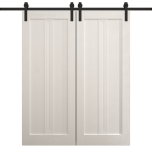 Modern Double Barn Door 36 x 80 inches | Ego 5006 Painted White Oak | 13FT Rail Track Set | Solid Panel Interior Doors