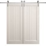 Modern Double Barn Door 36 x 80 inches | Ego 5006 Painted White Oak | 13FT Silver Rail Track Set | Solid Panel Interior Doors