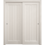 Sliding Closet Bypass Doors 36 x 80 inches | Ego 5006 Painted White Oak | Rails Hardware Set | Wood Solid Bedroom Wardrobe Doors