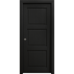 Sliding Pocket Door 18 x 84 inches | Ego 5010 Painted Black Oak | Kit Rail Hardware | Solid Wood Interior Bedroom Modern Doors