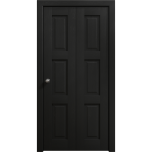 Sliding Closet Bi-fold Doors 36 x 80 inches | Ego 5010 Painted Black Oak | Sturdy Tracks Moldings Trims Hardware Set | Wood Solid Bedroom Wardrobe Doors