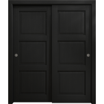 Sliding Closet Bypass Doors 36 x 80 inches | Ego 5010 Painted Black Oak | Rails Hardware Set | Wood Solid Bedroom Wardrobe Doors