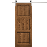 Modern Barn Door 18 x 80 inches | Ego 5010 Cognac Oak | 6.6FT Silver Rail Track Heavy Hardware Set | Solid Panel Interior Doors