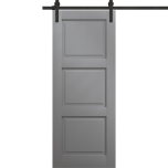 Modern Barn Door 18 x 80 inches | Ego 5010 Painted Grey Oak | 6.6FT Rail Track Heavy Hardware Set | Solid Panel Interior Doors