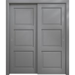 Sliding Closet Bypass Doors 36 x 80 inches | Ego 5010 Painted Grey Oak | Rails Hardware Set | Wood Solid Bedroom Wardrobe Doors