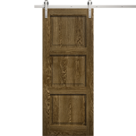 Modern Barn Door 18 x 80 inches | Ego 5010 Marble Oak | 6.6FT Silver Rail Track Heavy Hardware Set | Solid Panel Interior Doors