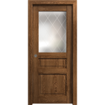 Sliding Pocket Door 18 x 84 inches | Ego 5011 Cognac Oak | Kit Rail Hardware | Solid Wood Interior Bedroom Modern Doors