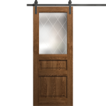 Modern Barn Door 18 x 80 inches | Ego 5011 Cognac Oak | 6.6FT Rail Track Heavy Hardware Set | Solid Panel Interior Doors