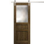 Modern Barn Door 18 x 80 inches | Ego 5011 Marble Oak | 6.6FT Silver Rail Track Heavy Hardware Set | Solid Panel Interior Doors