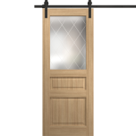 Modern Barn Door 18 x 80 inches | Ego 5011 Natural Oak | 6.6FT Rail Track Heavy Hardware Set | Solid Panel Interior Doors