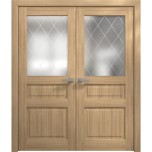 Interior Solid French Double Doors 36 x 80 inches | Ego 5011 Natural Oak | Wood Interior Solid Panel Frame | Closet Bedroom Modern Doors