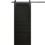 Modern Barn Door 18 x 80 inches | Ego 5012 Painted Black Oak | 6.6FT Rail Track Heavy Hardware Set | Solid Panel Interior Doors