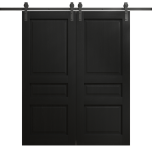 Modern Double Barn Door 36 x 80 inches | Ego 5012 Painted Black Oak | 13FT Rail Track Set | Solid Panel Interior Doors