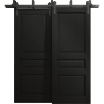 Sliding Closet Barn Bypass Doors 36 x 80 inches | Ego 5012 Painted Black Oak | Modern 6.6ft Rails Hardware Set | Wood Solid Bedroom Wardrobe Doors