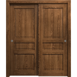 Sliding Closet Bypass Doors 36 x 80 inches | Ego 5012 Cognac Oak | Rails Hardware Set | Wood Solid Bedroom Wardrobe Doors