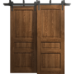 Sliding Closet Barn Bypass Doors 36 x 80 inches | Ego 5012 Cognac Oak | Modern 6.6ft Rails Hardware Set | Wood Solid Bedroom Wardrobe Doors