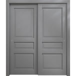 Sliding Closet Bypass Doors 36 x 80 inches | Ego 5012 Painted Grey Oak | Rails Hardware Set | Wood Solid Bedroom Wardrobe Doors