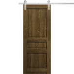 Modern Barn Door 18 x 80 inches | Ego 5012 Marble Oak | 6.6FT Silver Rail Track Heavy Hardware Set | Solid Panel Interior Doors