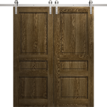 Modern Double Barn Door 36 x 80 inches | Ego 5012 Marble Oak | 13FT Silver Rail Track Set | Solid Panel Interior Doors