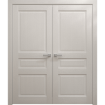 Interior Solid French Double Doors 36 x 80 inches | Ego 5012 Painted White Oak | Wood Interior Solid Panel Frame | Closet Bedroom Modern Doors