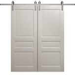 Modern Double Barn Door 36 x 80 inches | Ego 5012 Painted White Oak | 13FT Silver Rail Track Set | Solid Panel Interior Doors