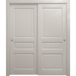 Sliding Closet Bypass Doors 36 x 80 inches | Ego 5012 Painted White Oak | Rails Hardware Set | Wood Solid Bedroom Wardrobe Doors