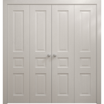 Sliding Closet Double Bi-fold Doors 72 x 80 inches | Ego 5012 Painted White Oak | Sturdy Tracks Moldings Trims Hardware Set | Wood Solid Bedroom Wardrobe Doors