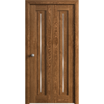 Sliding Closet Bi-fold Doors 36 x 80 inches | Ego 5014 Cognac Oak | Sturdy Tracks Moldings Trims Hardware Set | Wood Solid Bedroom Wardrobe Doors