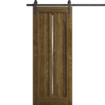 Modern Barn Door 18 x 80 inches | Ego 5014 Marble Oak | 6.6FT Rail Track Heavy Hardware Set | Solid Panel Interior Doors