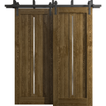 Sliding Closet Barn Bypass Doors 36 x 80 inches | Ego 5014 Marble Oak | Modern 6.6ft Rails Hardware Set | Wood Solid Bedroom Wardrobe Doors