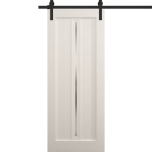 Modern Barn Door 18 x 80 inches | Ego 5014 Painted White Oak | 6.6FT Rail Track Heavy Hardware Set | Solid Panel Interior Doors