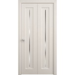 Sliding Closet Bi-fold Doors 36 x 80 inches | Ego 5014 Painted White Oak | Sturdy Tracks Moldings Trims Hardware Set | Wood Solid Bedroom Wardrobe Doors