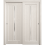 Sliding Closet Bypass Doors 36 x 80 inches | Ego 5014 Painted White Oak | Rails Hardware Set | Wood Solid Bedroom Wardrobe Doors