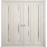 Sliding Closet Double Bi-fold Doors 72 x 80 inches | Ego 5014 Painted White Oak | Sturdy Tracks Moldings Trims Hardware Set | Wood Solid Bedroom Wardrobe Doors