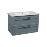 Modern Wall-Mount Bathroom Vanity with Washbasin | Palm Beach Green Matte Collection | Non-Toxic Fire-Resistant MDF-26"