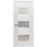 Solid French Door Opaque Glass / Sete 6003 White Silk / Single Regular Panel Frame Handle / Bathroom Bedroom Modern Doors -18" x 80"