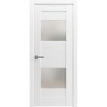 Solid French Door Opaque Glass 2 Lites / Sete 6222 White Silk / Single Regular Panel Frame Handle / Bathroom Bedroom Modern Doors -18" x 80"