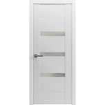 Solid French Door Opaque Glass / Sete 6900 White Silk / Single Regular Panel Frame Handle / Bathroom Bedroom Modern Doors -18" x 80"