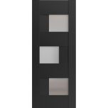 Slab Barn Door Panel Frosted Glass | Sete 6933 Matte Black | Sturdy Finished Doors | Pocket Closet Sliding-18" x 80"