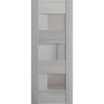 Slab Barn Door Panel Frosted Glass | Sete 6933 Light Grey Oak | Sturdy Finished Doors | Pocket Closet Sliding-18" x 80"