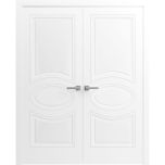 Solid French Double Doors / Mela 7001 Matte White / Wood Solid Panel Frame / Closet Bedroom Modern Doors -36" x 80"