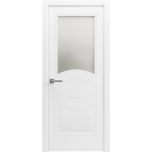 Solid French Door Opaque Glass / Mela 7012 Matte White / Single Regular Panel Frame Handle / Bathroom Bedroom Modern Doors -18" x 80"