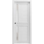 Sliding French Pocket Door | Veregio 7288 White Silk with Frosted Glass | Kit Trims Rail Hardware | Solid Wood Interior Bedroom Sturdy Doors