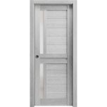 Sliding French Pocket Door | Veregio 7288 Light Grey Oak with Frosted Glass | Kit Trims Rail Hardware | Solid Wood Interior Bedroom Sturdy Doors