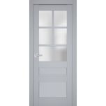 Interior Solid French Door | Veregio 7339 Matte Grey with Frosted Glass | Single Regular Panel Frame Trims Handle | Bathroom Bedroom Sturdy Doors 