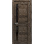 Interior Solid French Door | Veregio 7588 Cognac Oak with Black Glass | Single Regular Panel Frame Trims Handle | Bathroom Bedroom Sturdy Doors 