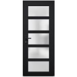 Front Exterior Prehung FiberGlass Door Frosted Glass / Manux 8002 Matte Black / Office Commercial and Residential Doors Entrance Patio Garage-W30" x H80"-Right-hand Inswing