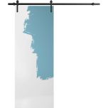 Sliding Barn Door with Hardware | Planum 0010 Primed | 6.6FT Rail Hangers Sturdy Set | Modern Solid Panel Interior Doors