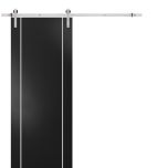 Sturdy Barn Door with Hardware | Planum 0410 Black Matte | 6.6FT Rail Hangers Heavy Set | Modern Solid Panel Interior Doors