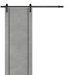 Sliding Barn Door with Hardware | Planum 0017 Concrete and Aluminum Strips | 6.6FT Rail Hangers Sturdy Set | Modern Solid Panel Interior Doors-18" x 80"